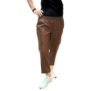 Banana Republic chestnut vegan leather cropped jogger